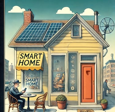 a man sitting at a table with a solar panel