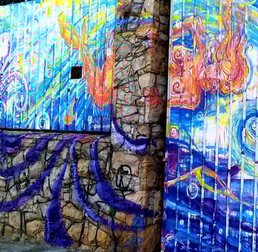 détail d'une peinture représentant Sao paulo si elle était sous les eaux