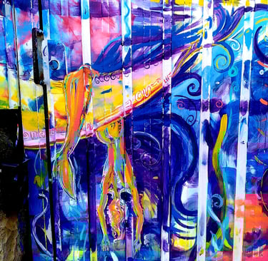 détail d'une peinture représentant Sao paulo si elle était sous les eaux