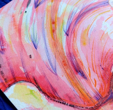 détails à l'aquarelle aux tons rouges