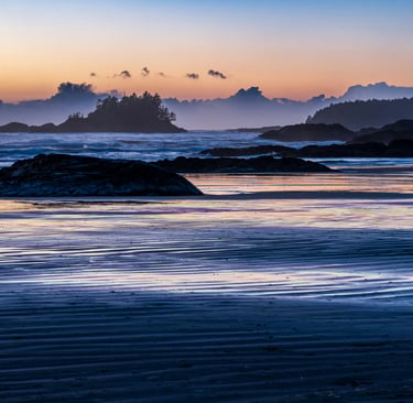 a group surf lesson at a beach near Tofino BC