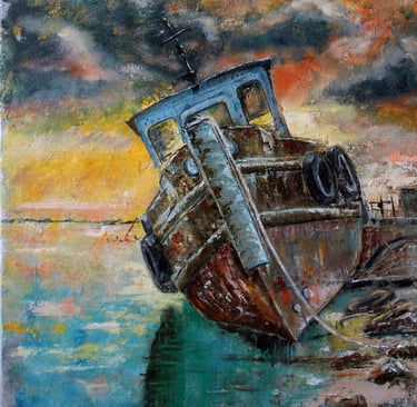 "Old ship" Canvas, oil, 16" x 20" (40 x 50 cm) 350$