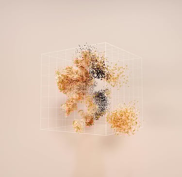 GORIGO presents  a person standing in front of a cube shaped object