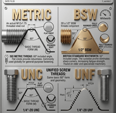 UNC Thread UNF BSW BSF Metric Thread NPT Thread BSP Thread