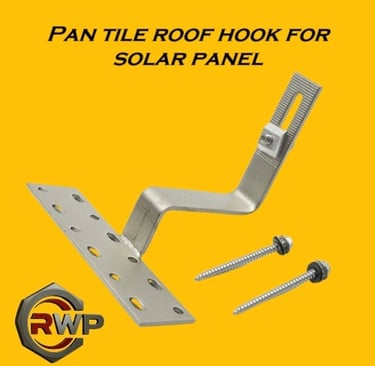 Pan tile roof hook for solar panel mounting