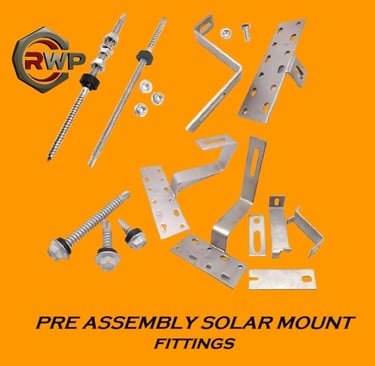 Pre-assembled solar mount fitting for easy and quick installation of solar panels