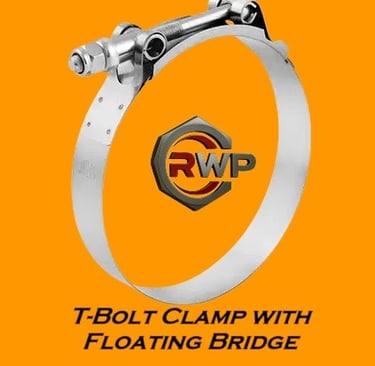 T-Bolt Clamp with Floating Bridge – Heavy-duty stainless steel hose clamp for secure and adjustable fastening in industrial 