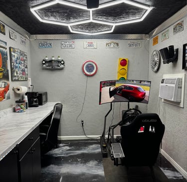 Cargo Collision Center Waiting Lobby with Racing Simulator