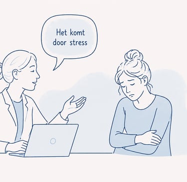 vrouw-huisarts-stress-oorzaak tekening