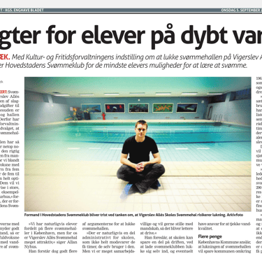 Allerede i 2012 fortalte om problemerne ved at lukke byens skolesvømmehaller
