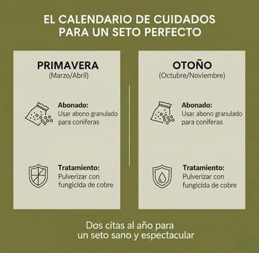 Calendario de cuidados del seto de Leylandii