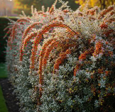 Cotoneaster formando un seto tupido y con color