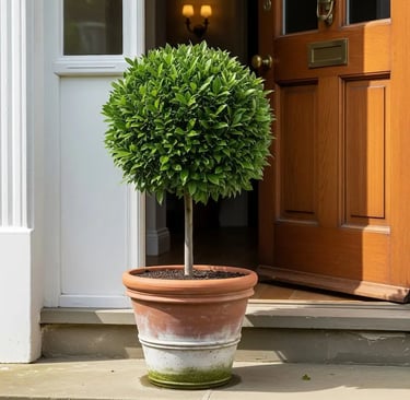 Laurel formado en arbolito, un toque elegante y singular a la entrada de cualquier casa