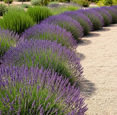 lavanda remarcando el camino de jardín pozuelo