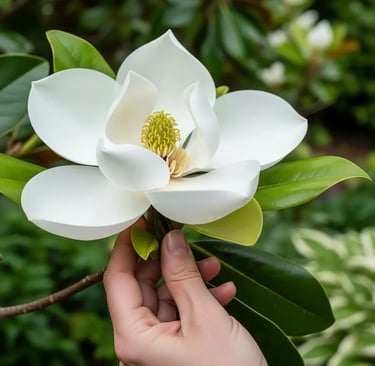 Preciosa flor blanca pura y aromática de Magnolio grandiflora