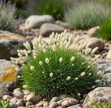 penisetum en rocalla, naturaleza integrada