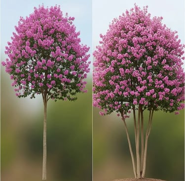 Comparativa de Lagerstroemia como árbol y como arbusto multitronco