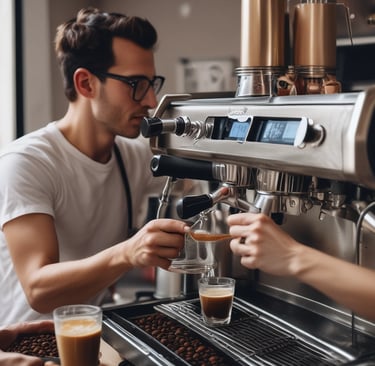 A close-up of freshly roasted coffee beans glistening in the light.