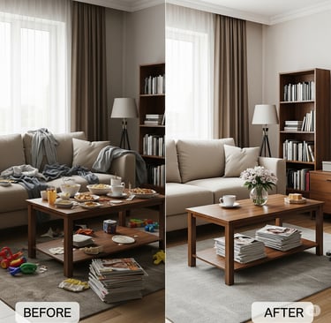Before and After picture of house after cleaning 