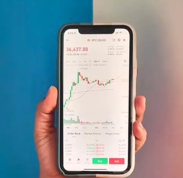 Binance mobile app with BTC/BUSD trading pair