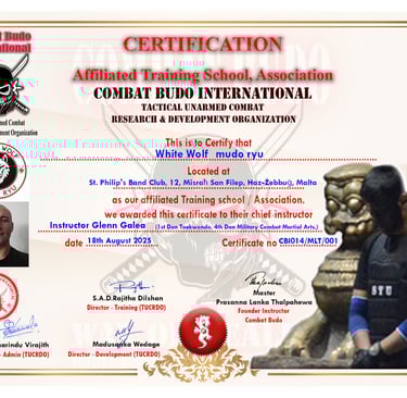 a certificate certificate for a combat school