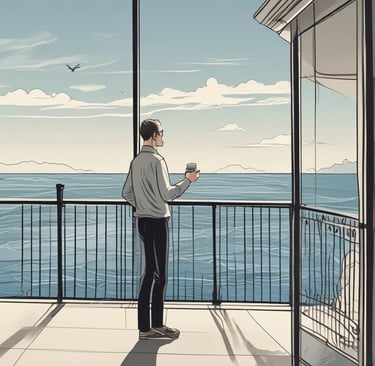 man sitting while holding a book watching on body of water