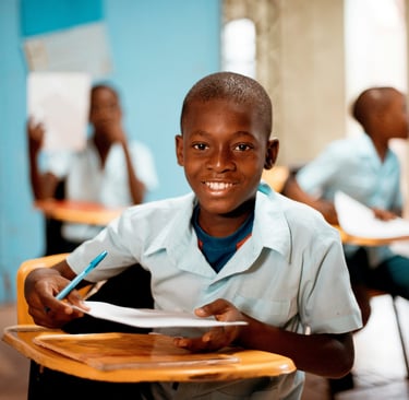 A child in class studying