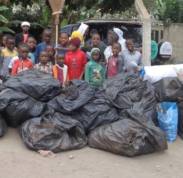 Kids after street cleanup