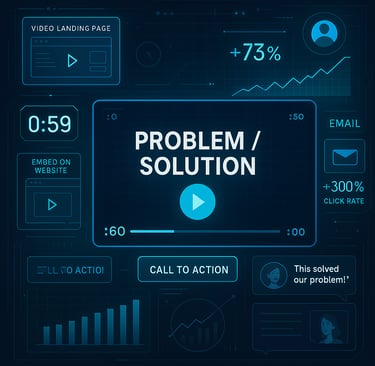 Short-form B2B video series displayed on a landing page with high engagement metrics.