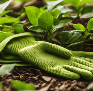 a gloved hand wearing a green glove