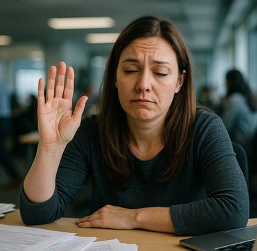 Femme qui dit oui alors qu'elle semble fatiguée et frustrée
