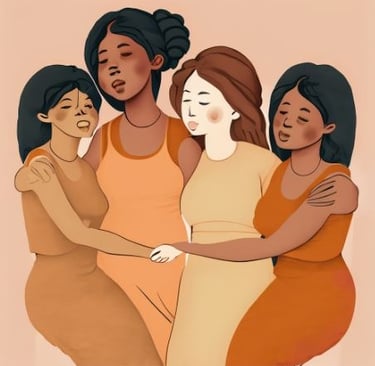 4 femmes qui se tiennent par le bras