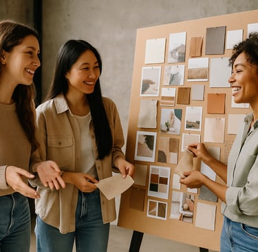 femmes travaillant ensemble tableau créatif