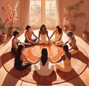 femmes assises au sol en cercle 