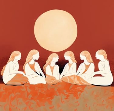 cercle de femmes sous la pleine lune