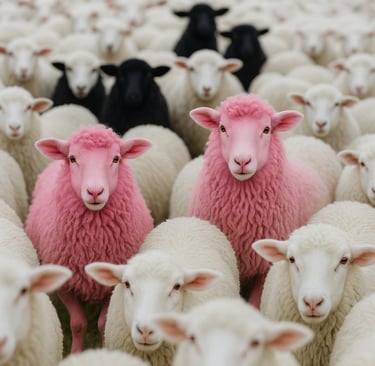 Moutons roses VS moutons noirs et blancs