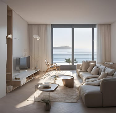 a living room with a couch and a television