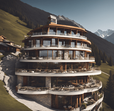 a large circular building with a circular shaped building