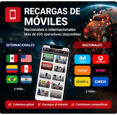 recargas moviles nacionales e internacionales España operadores telefonicos comisiones tienda