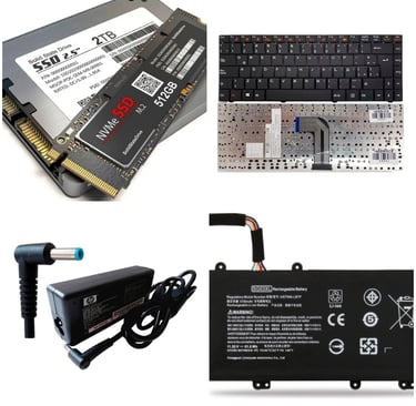 a laptop keyboard and a laptop with a battery