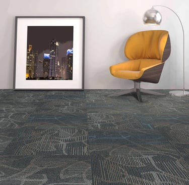 Revive carpet tile modern quarter-turn pattern, ideal for high-traffic commercial spaces and office interiors.