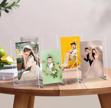 Clear Acrylic Standee Frame Displaying Photos