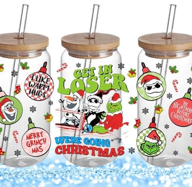 Festive Movie Characters UV Printed Soda Glasses Set