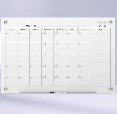 Quartet Glass Dry-Erase Writing Calendar Board