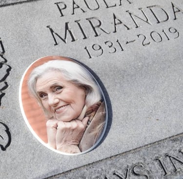Custom lasered granite plaque for Paula Miranda 1931-2019