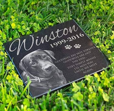 Custom lasered granite plaque for a dog name Winston 1999-2016