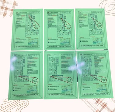Acrylic Evacuation Plans Mounted on Wall