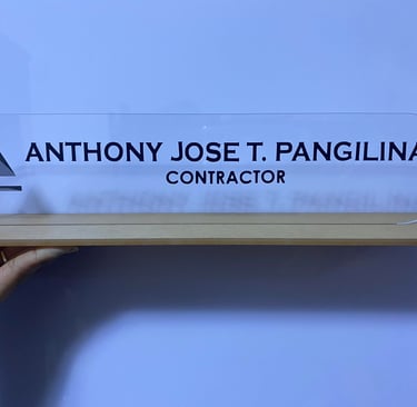 Acrylic Contractor Desk Plate with Logo