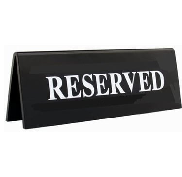 Black Acrylic Reserved Sign for Tables & Counters