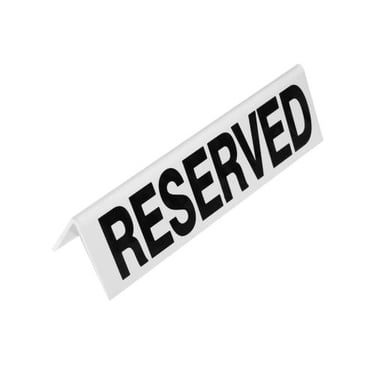 White Acrylic Reserved Sign for Event Seating
